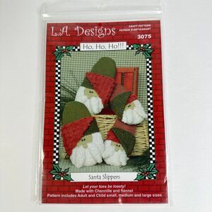 L.A. Designs Ho Ho Ho Santa Slippers Sewing Pattern New